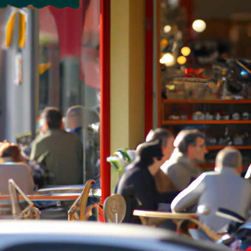 בית קפה איטלקי נעים בנורת' ביץ', עם אנשים שנהנים מקפה ומאפים